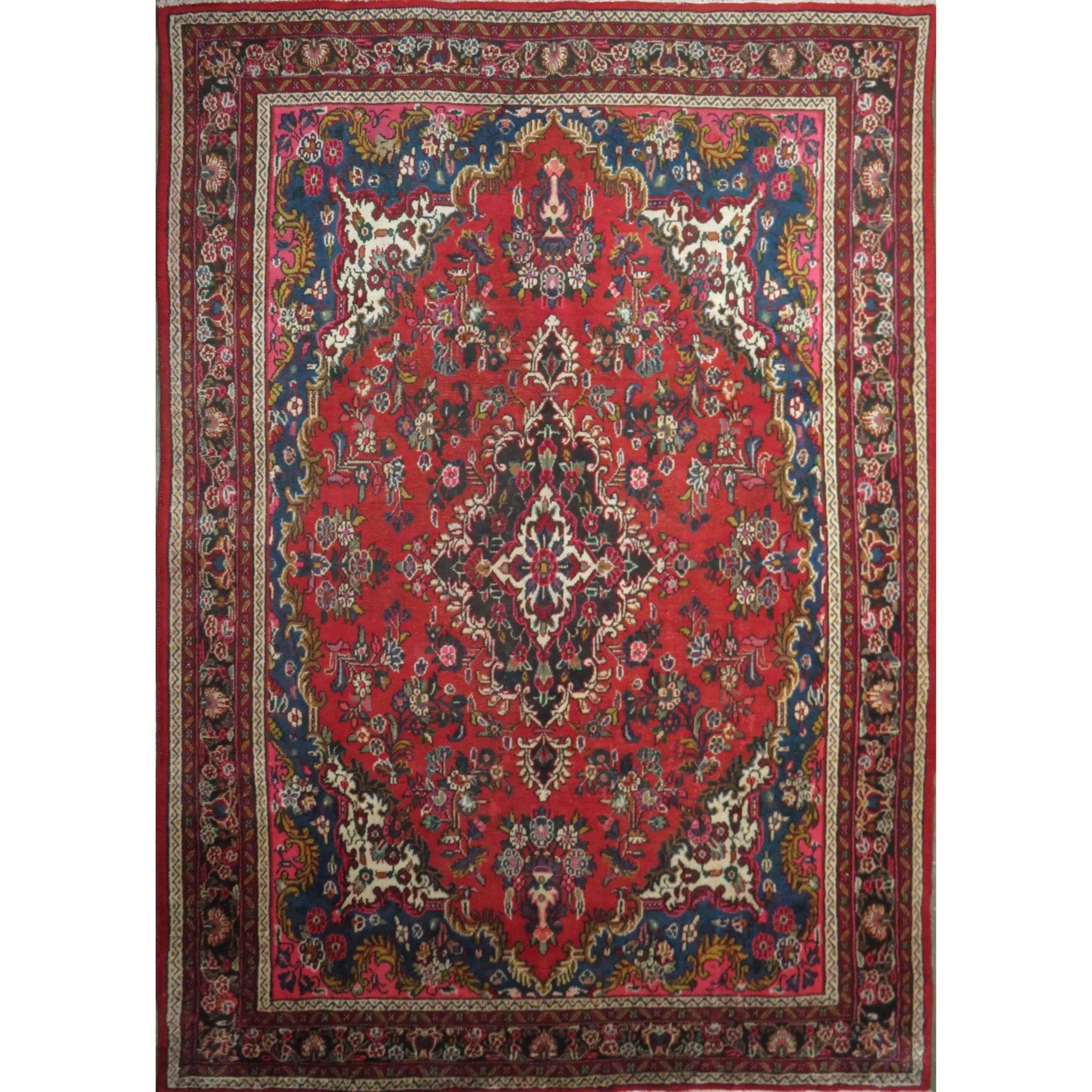 One Of The Kind Hand-Knotted Persian Wool Rug _ Luxurious Vintage Design, 10'0" x 6'0", Artisan Crafted